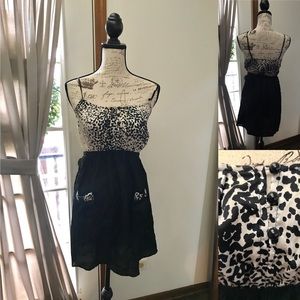 Beverly silk leopard and strip dress
